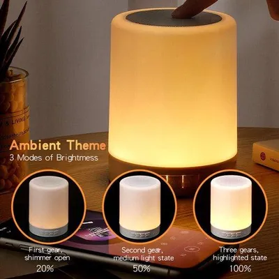 Image de Lampe de chevet LED avec haut-parleur et veilleuse tactile