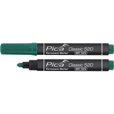 Imagen del producto de Rotulador permanente Pica, punta redonda de 1-4 mm, color verde
