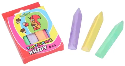 Zdjęcie produktu dla Kolorowe kredy chodnikowe 6 sztuk trójkątne