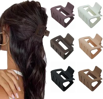Produktbild von 6er Pack Haarklammern Set Matt, Mittelgroß, Rechteckig, für Frauen, Mädchen, Haarspangen Dünnes Haar/Mitteldickes Haar