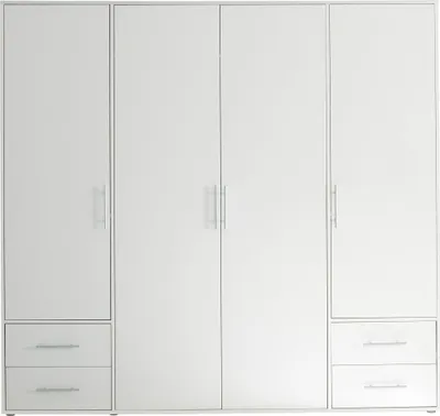 Produktbild von Kleiderschrank Valencia - 206x60x195cm - 4 Türen und 4 Schubladen - weiß