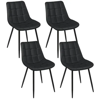 Produktbild von 4er Set Esszimmerstühle Polsterstuhl aus Kunstleder Metallbeine Edles Küchenstuhl Schwarz