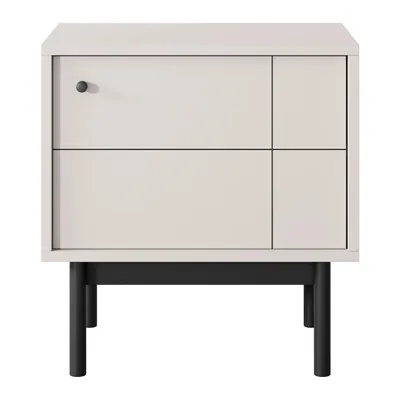 Zdjęcie produktu dla Kompaktowy Stolik Nocny 54 cm Amani do Sypialni Kaszmir na Czarnym Stelażu