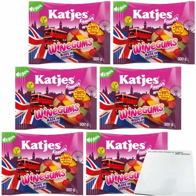 Produktbild von Katjes Family Winegums 6er Pack (6x300g Beutel) + usy Block