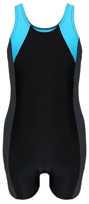 Produktbild von Aquarti Mädchen Badeanzug mit Bein Ringerrücken, Farbe: Schwarz / Graphit / Blau, Größe: 164