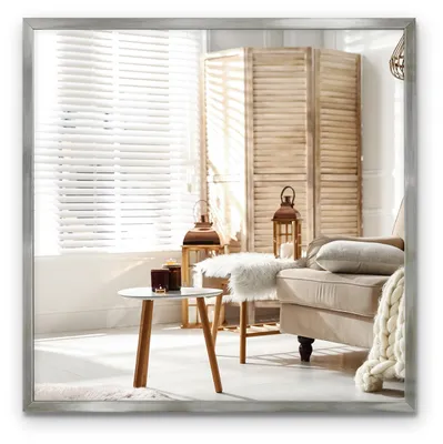 Produktbild von Wandspiegel 50 cm x 50 cm mit goldenem Rahmen – moderner Rahmenspiegel, eleganter Dekospiegel für Bad, Flur, Wohnzimmer und Schlafzimmer