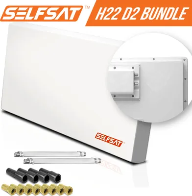 Produktbild von Selfsat H22D2+ 2 TV Teilnehmer SAT Flachantenne FLAT + Fensterdurchführung FULL HD
