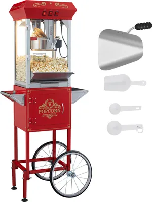 Immagine prodotto di Macchina per popcorn SucceBuy con carrello, 850 W, 8 oz, 48 tazze, rosso，610 x 410 x 1395 mm / 24 x 16 x 55 pollici