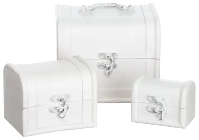 Productafbeelding van Solidchoice - Set van 3 Decoratieve Houten Opbergdozen in Strandstijl