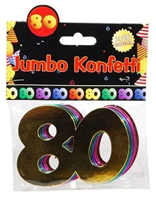 Zdjęcie produktu dla Jumbo konfetti cyfry 80 kolorowe dekoracja urodzinowa do stołu