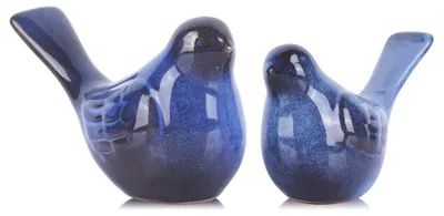 Immagine prodotto di Omgoods - Set di 2 piccoli statuini di uccelli in Vetroceramica per la decorazione della casa