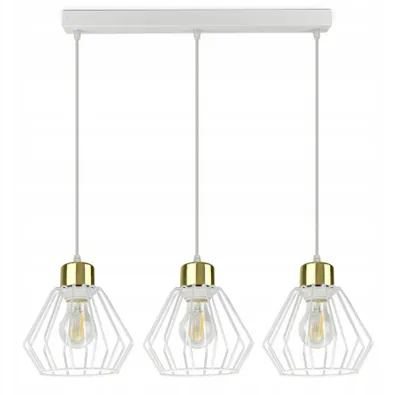 Obrázek produktu pro Luxolar Led závěsné svítidlo 3 plameny kovový drát bílo-zlaté v Edison stylu E27 60W - stropní světlo GLAM design - závěsné svítidlo do obývacího pokoje, kuchyně