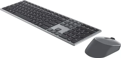 Zdjęcie produktu dla DELL Klawiatura i mysz Pro Plus — KM7321W - belgijska (AZERTY), Pełnowymiarowy (100%), Bezprzewodowy, RF Wireless + Bluetooth, AZERTY, Szary, Tytan, Dołączona myszka