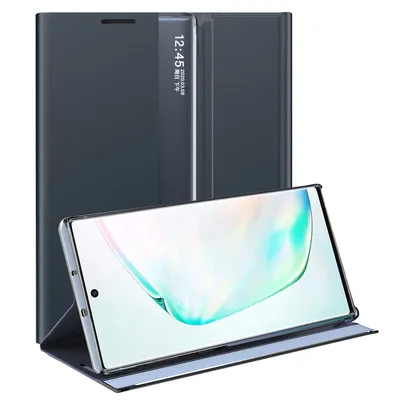 Image de Galaxy Note 10+ Plus Case, Slim Flip Leather Case with Window and Stand for Samsung Galaxy Note 10 Plus / Note 10+ 5G Navy Blue