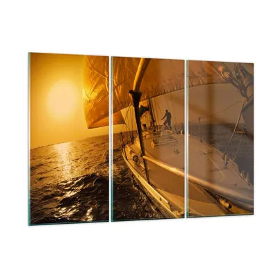 Produktbild von Bilder auf glas - Ozean Segelboot Yacht - 165x110cm - Glasbilder - Wandbilder - Kunstdruck - zum Aufhängen bereit - Wanddekoration aus Glas - Glas Bilder - Wandbild auf Glas - GCE165x110-0322