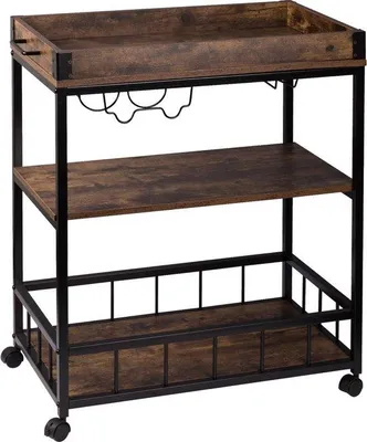 Obrázek produktu pro Praktický kuchyňský vozík s výsuvnou zásuvkou – pevná konstrukce z MDF – hnědý – 70 x 40 x 85 cm