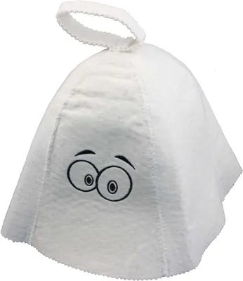 Produktbild von Saunahut hell mit Stickerei "Augen" Filzkappe für Sauna Saunamütze H - 26 cm