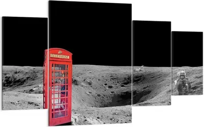 Produktbild von Bild auf Leinwand - Leinwandbild - Telefon london Mond Astronaut - 160x90cm - Wand Bild - Wanddeko - Leinwanddruck - Bilder - Kunstdruck - Wanddekoration - Leinwand bilder - Wandkunst - DL160x90-3181