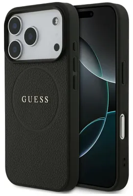 Produktbild von GUESS Apple iPhone 17 Pro Hardcase Hülle Grained Ring Design MagSafe Schwarz