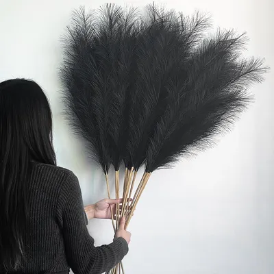Obrázok produktu pre Umelá pampová tráva XXL 115 cm, 12 kusov, čierna, pre obývaciu izbu