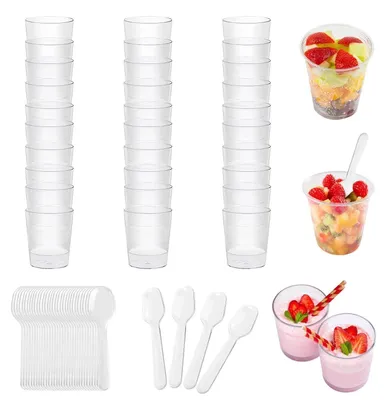 Snackbecher 55 ml, 50 Stück, wiederverwendbar, transparent