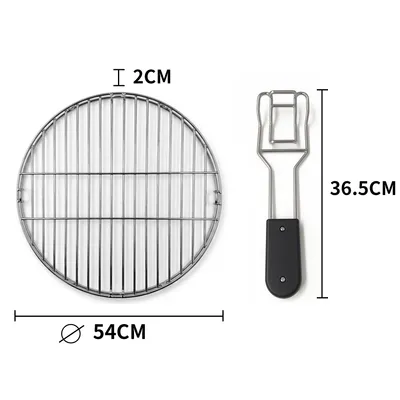 Produktbild von Hochwertig verarbeiteter, rundförmiger Grillrost Grillgitter aus 304 Edelstahl Ø 64 cm für Holzkohlgrill, BBQ Grillzubehör inkl. Handgriff
