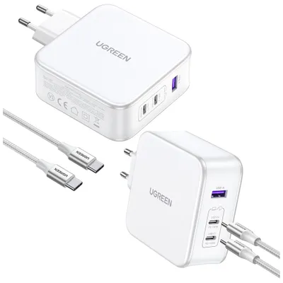 Produktbild von UGREEN Nexode USB-A+2*USB-C 140W GaN Fast Charger+USB-C Cable wht