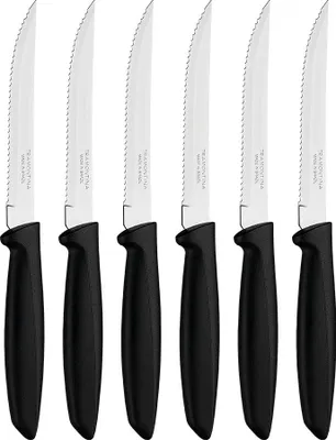 Produktbild von Gezackte Fleischmesser, Plenus, Schwarz, 6 Stück