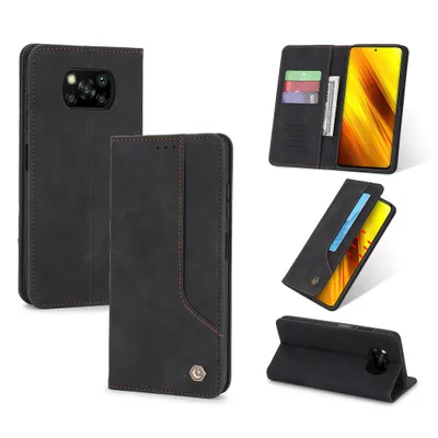 Obrázek produktu pro RetroPolyuretankožené pouzdro pro Xiaomi Poco X3 / Poco X3 Pro peněženkový design pouzdro s držákem na karty a stojánkem černé