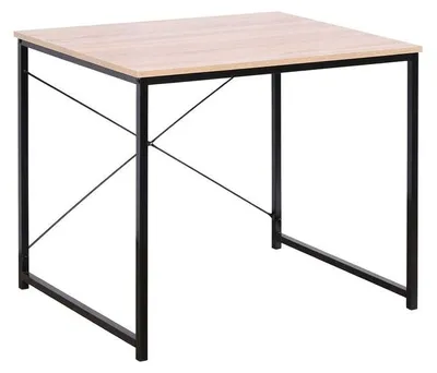 Immagine prodotto di Scrivania Ufficio Moderna Legno Naturale Nero Tavolo Studio PC 60x80x71,5