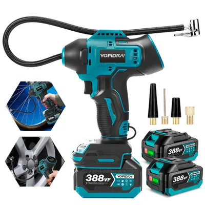 Produktbild von Akku-Handkompressor Elektrisch Kompressor 11 bar Autoreifen Luftpumpe mit 2x Akku, Manometer, 160 PSI Tragbare Luftkompressor
