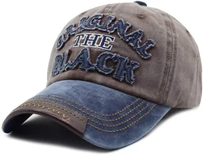 Produktbild von Sporty Baseball Cap im Vintage Used Look, verstellbare Herren Schirmmütze Braun-Navy
