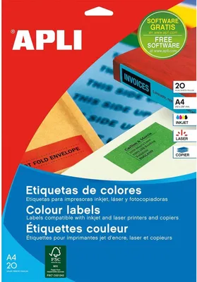 Produktbild von Apli – farbige Etiketten ft 70 x 37 mm (B x H), gelb, 480 Stück, 24 pro Blatt (1591)