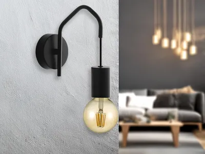 Produktbild von Außergewöhnliche LED Wandlampe Schwarz - minimalistisch schmale Designerlampe