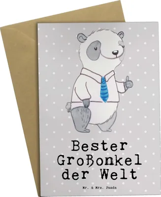 Produktbild von Mr. & Mrs. Panda Grußkarte Panda Bester Großonkel der Welt - Grau Pastell - Geschenk, osterkarte, hochzeitskarten, Onkel, Geschenkidee, einladungskarten, dankeskarten