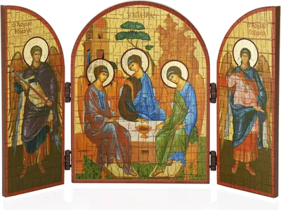 Produktbild von Heilige Dreifaltigkeit Ikone Triptychon Holz 25x16cm Christlich 13814