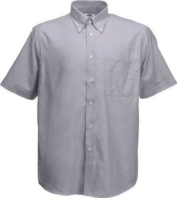 Produktbild von Fruit of the Loom Oxford Shirt Herren Kurzarm Hemd, Größe:S, Farbe:Oxford Grey