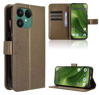 Obrázok produktu pre Pre Fairphone 6 Diamond Structure Design Peňaženkové puzdro z koženky Brown