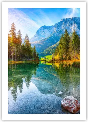 Produktbild von Poster - Poster ohne Rahmen - Landschaft Berge Morgendämmerung - 50x70 cm - Wand Bild - Wanddeko - Wandbilder - Kunstposter - Wandposter - Bilder - Kunstdruck - Wanddekoration - P2XPA50x70-4456
