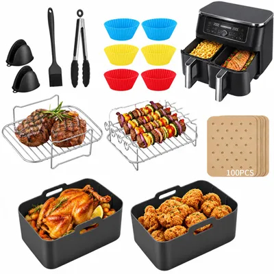 Produktbild von 19tlg Zubehör Set für Heißluftfritteuse Fritteuse Airfryer Heißluftofen Backform