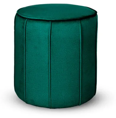 Produktbild von MG Design Runder Sitzhocker 42 x 45,5 cm in Grün mit Ziernähten - Gepolsterter Polsterhocker mit Füßen für Wohnzimmer oder Schlafzimmer