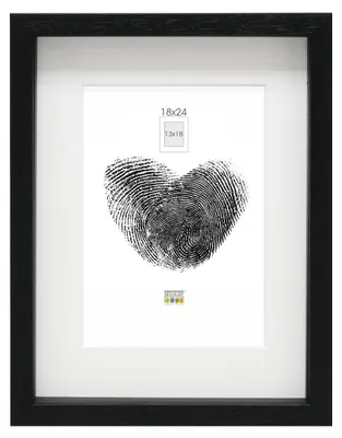 Fotorahmen 18x24 cm Holz schwarz mit Passepartout
