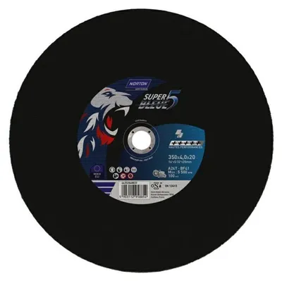 Immagine prodotto di Disco da taglio per metalli Norton T-BF41, 350 x 4,0 x 20 mm, compatibile con Stihl, taglio preciso, alta resistenza, ideale per lavori in metallo, 24 denti
