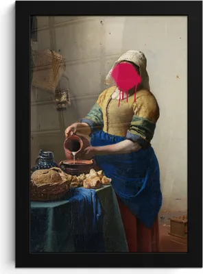 Produktbild von MuchoWow® MuchoWow® Gerahmtes Poster Milchmädchen - Johannes Vermeer - Rosa 20x30 cm - Poster mit zchwarzem Bilderrahmen - Drucken - Bilder Poster im Rahmen
