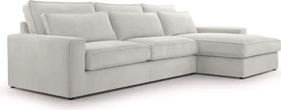 Produktbild von Fedve Ecksofa Eckcouch Medan L Form Big Sofa Sofagarnitur Couch Wohnzimmer Seite Rechts Hellgrau (Lincoln 83)