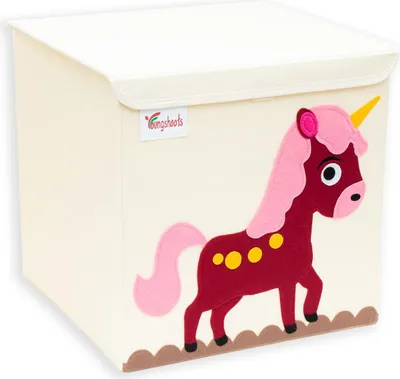 Immagine prodotto di Intirilife scatola portaoggetti con coperchio per bambini - 35 x 33,5 x 33 cm - motivo cavallo - contenitore cubo per giocattoli coperte vestiti compatibile con gli scaffali Kallax