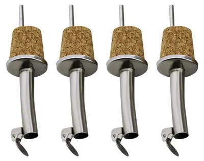 Produktbild von Flaschenausgießer mit Klappdeckel - 4 Stück Edelstahl-Ausgießer für Öl Essig Wein und Likör