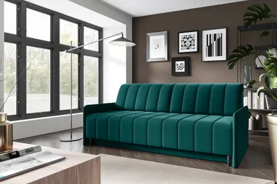 Produktbild von Schlafsofa KLARA, ausziehbare Polstercouch mit Schlaffunktion, Sofa mit Bettkasten, inklusive Kissen, Bonnell-Federkern, Monolith 37