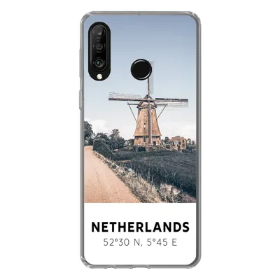 Produktbild von MuchoWow® Handyhülle Schutzhülle Hülle für Huawei P30 Lite Niederlande - Mühle - Wiese Silikon Softcase Handy Hülle - Handyhülle