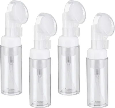 Produktbild von 4 transparente 60-ml-Schaumspender mit Bürste, für Gesicht/Hände/Shampoo/Duschgel